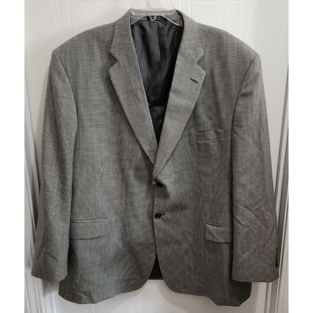 Stafford Gray Houndstooth Suit Jacket Sport Coat 100% Pure New Wool Size 50R